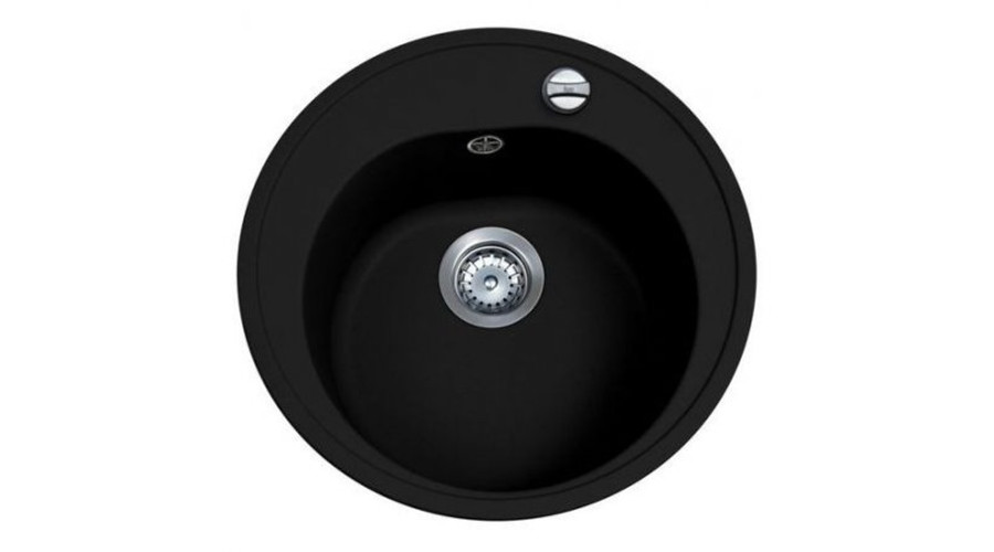 Image of TEKA Centroval 45 TG metál fekete gránit kerek egymedencés mosogatótálca dugóemelő 51cm SAJÁT KÉSZLET!