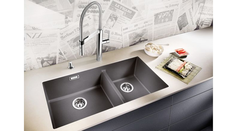 Image of BLANCO SUBLINE 480/320-U gránit kétmedencés mosogatótálca TARTUFO színben SAJÁT KÉSZLET - UTOLSÓ DARAB!