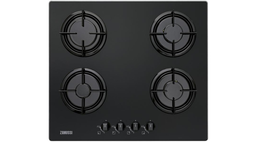 Image of ZANUSSI ZGO65414BA Beépíthető fekete edzett üveg felületű gázfőzőlap szikragyújtással