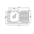 CATA CD-1 Balos pultba építhető rozsdamentes egymedencés mosogatótálca