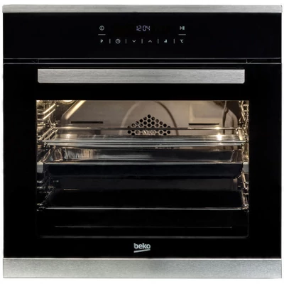 Beko BIM-25400XMS Beépíthető fekete katalitikus légkeveréses sütő grill funkcióval 71L A+