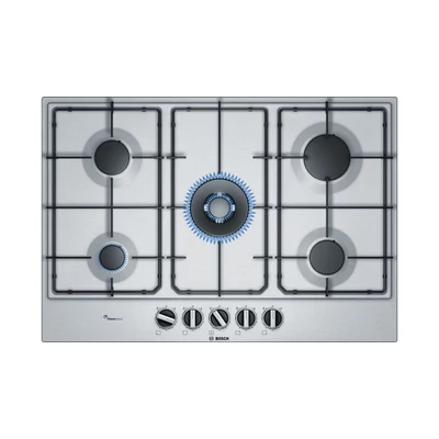 Bosch PCQ7A5B80 Inox széles 5 égős gázfőzőlap WOK égővel 75cm széles
