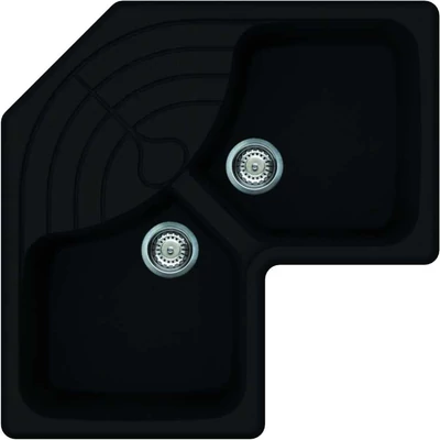 Elleci Master Corner G40 Nero színű granitek gránit sarok mosogatótálca