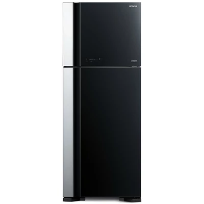 HITACHI VG540PRU7.GBK  felül fagyasztós fekete üveg hűtőszekrény NoFrost 333/117L A++