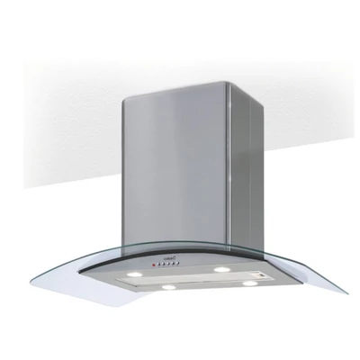 Cata Isla C Inox sziget páraelszívó hajlított üveg ernyővel 90cm E