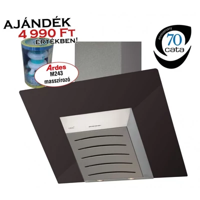 CATA VENERE 600 BK Döntött fekete üveg/inox fali páraelszívó nyomógombokkal 60cm D