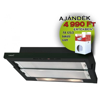 Cata TF-5250 GBK Beépíthető 2 motoros kihúzható / teleszkópos fekete páraelszívó 50cm E